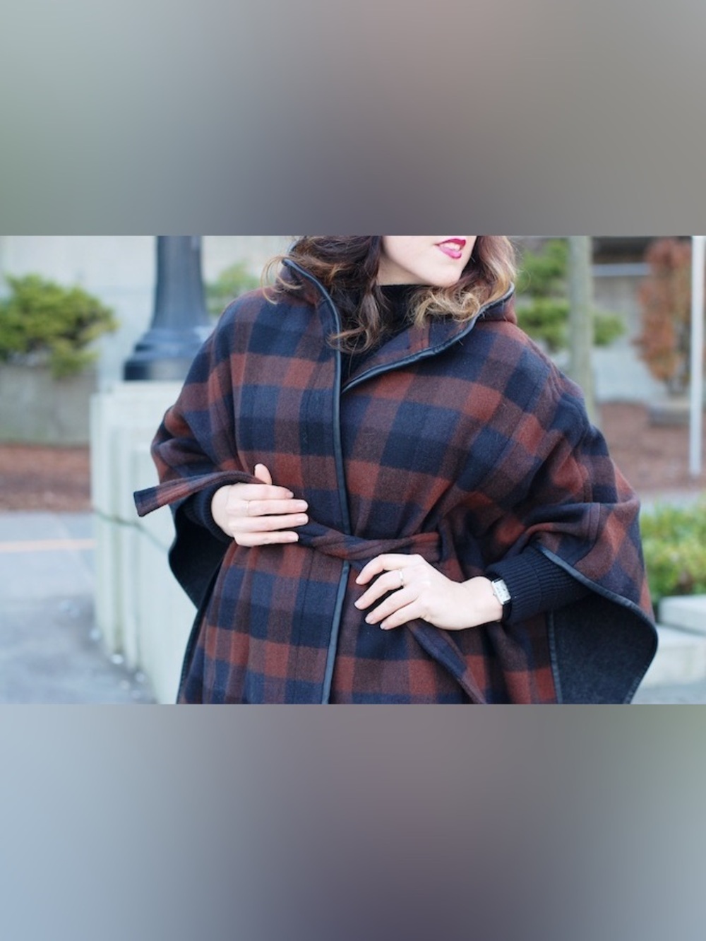 Coach Women’s Plaid Wrap Sweater Coat - Brown & Black